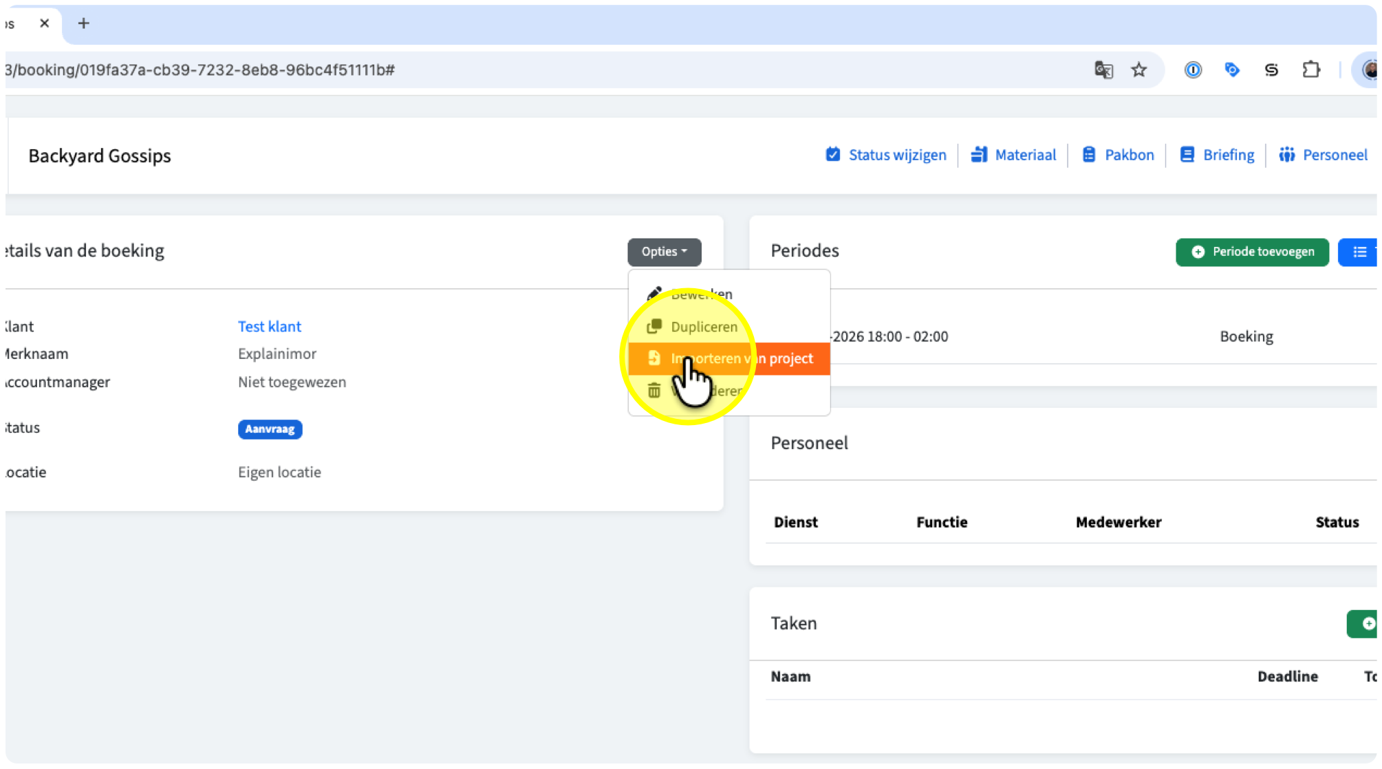 Stap 2: Kies Importeren van project